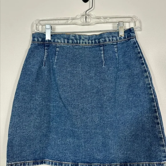 OVO Dark Blue Denim Double-Button Mini Skirt - Picture 2 of 4